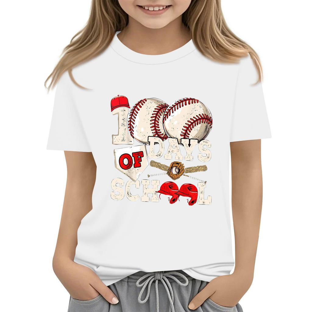 Детская модная повседневная футболка с коротким рукавом и круглым вырезом в честь 100-дневной годовщины школы