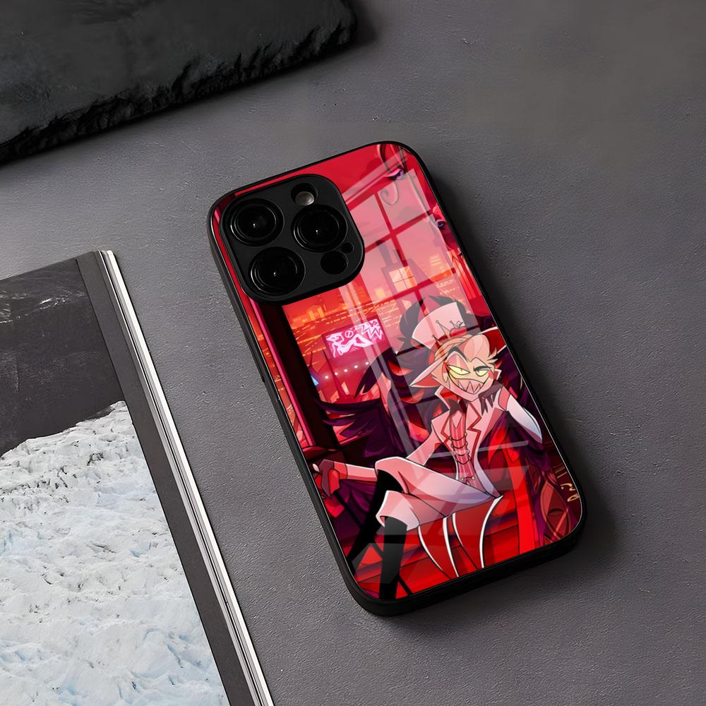 Чехол для телефона H-Hazbins-Hotels для iPhone 17 Air 16 E Pro Max 15 14 13 Mini 12 Pro 11 Max Plus Черная стеклянная крышка