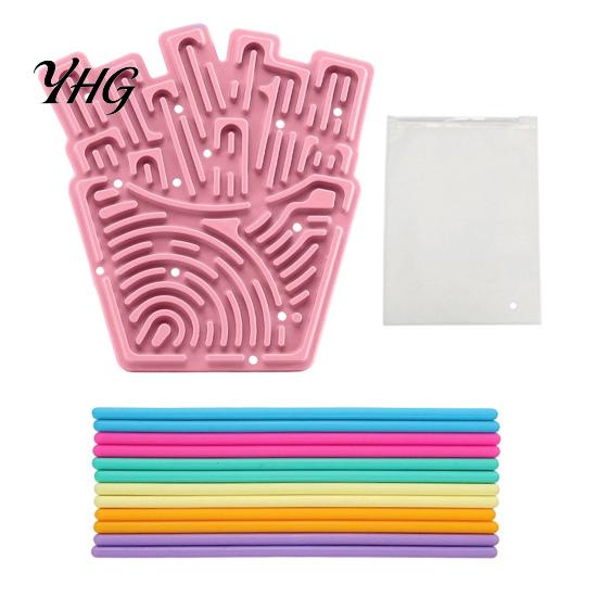 Educational Sensory Board Silicone Activity Board, Christmas Tree Rainbow Ice Stick French Fries Stress Relief Tools with Strings, Silent Fidget
