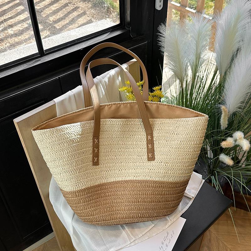 Ретро плетеная сумка из соломы женская новая летняя модная сумка на плечо плетеная пляжная сумка большая вместимость сумка-тоут