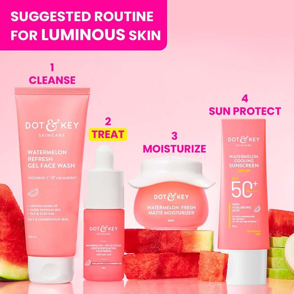 Dot & Key Watermelon 10% Glycolic Face Serum 30ml Pack of 1 | Targets Pigmentation, Dark Spots & Uneven Skin