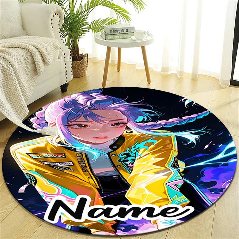 Personalized K-KPop Demon Hunters Round Chair Office Rug - Perfect for Mat, Office Chair & More - Ideal Gift for Birthdays and Holidays