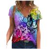 5XL Повседневная летняя футболка для женщин 2021 года, новые свободные топы с коротким рукавом и V-образным вырезом, уличные женские футболки с цветочным принтом