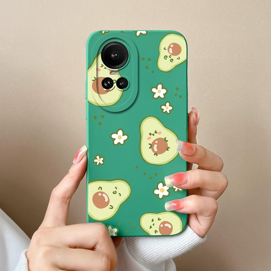 Для Oppo Reno 10 Pro 5G 7 2 3 4 5 6 8 Lite Чехол Модный дизайн Авокадо Женская сумка для телефона Мягкий силиконовый квадратный матовый противоударный чехол для бампера Oppo