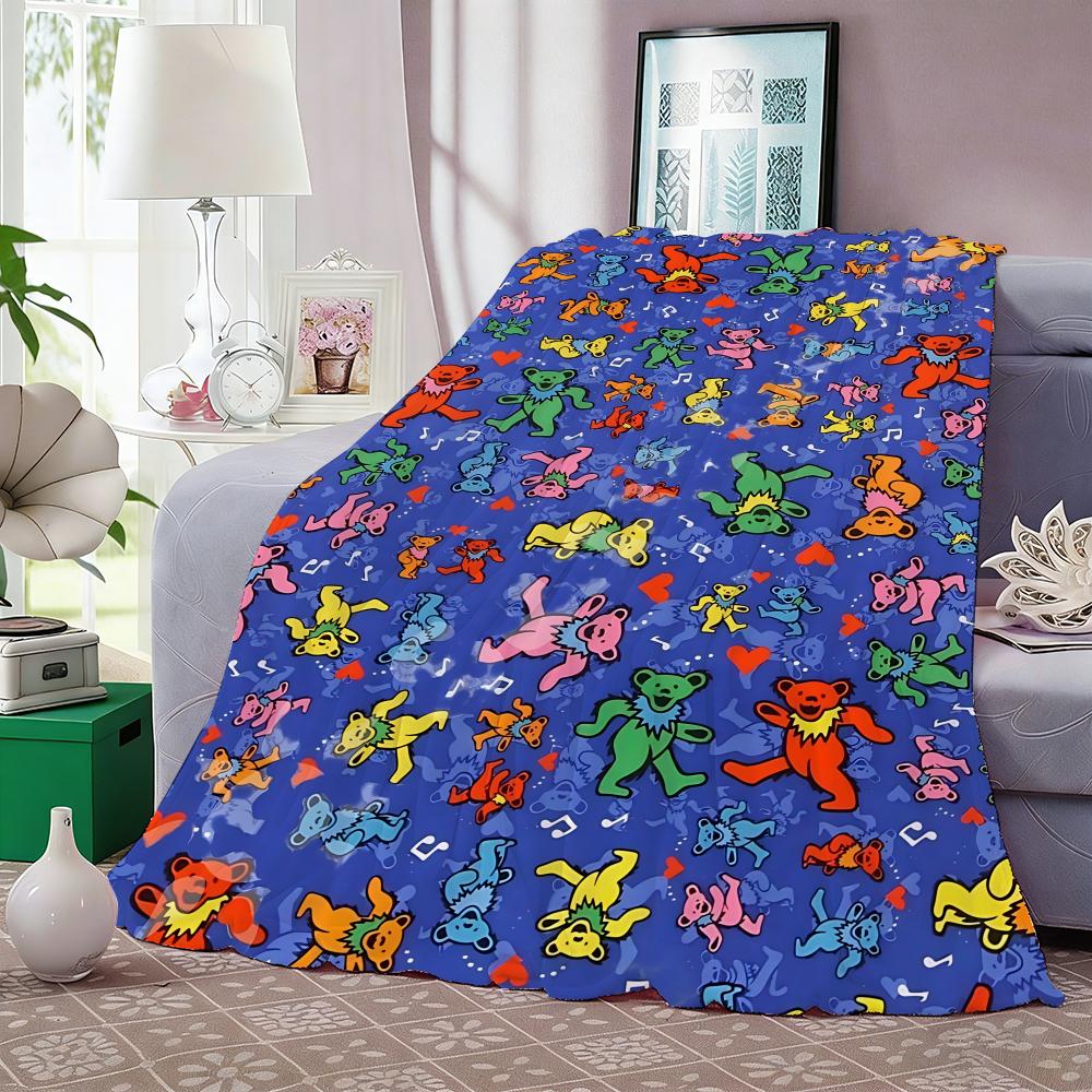 Album G-Grateful D-Dead band Throw Lightweight 240g Flannel Blanket Soft Skin-friendly for Summer Cooling