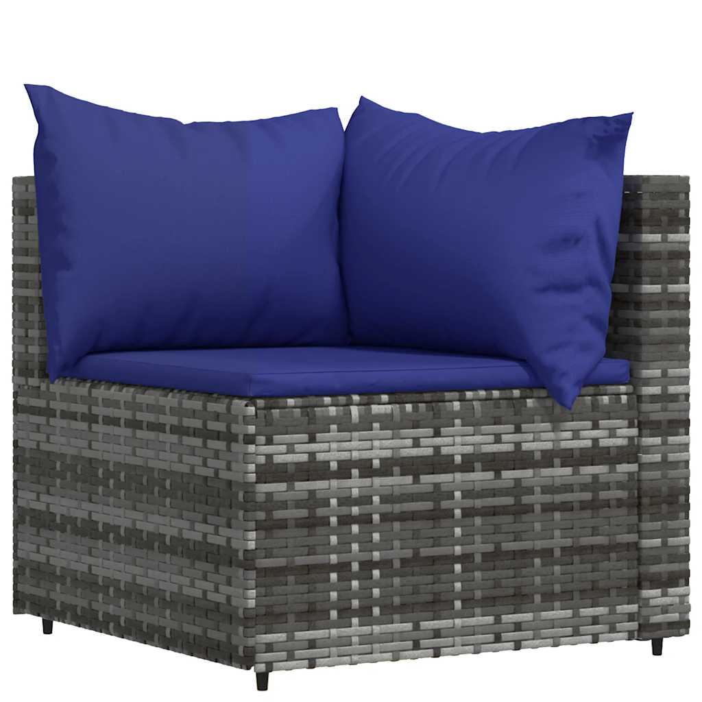 3 Piece Garden Lounge Set with Cushions Grey Poly Rattan