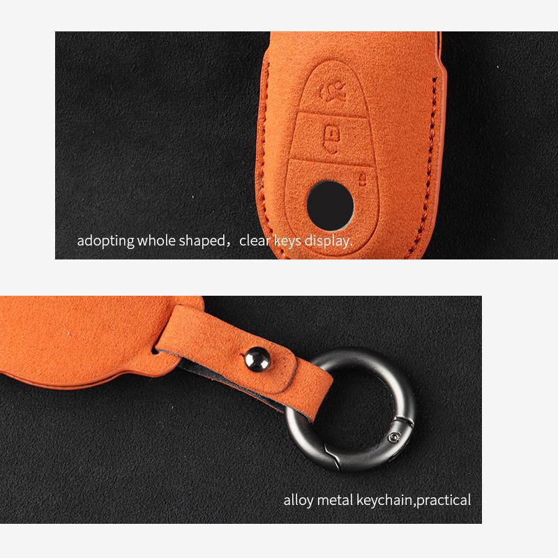 Leather Suede Car Key Case Cover Shell for Mercedes Benz A B C E S G Class W204 W205 W212 W213 W176 W177 GLC CLA AMG Accessories
