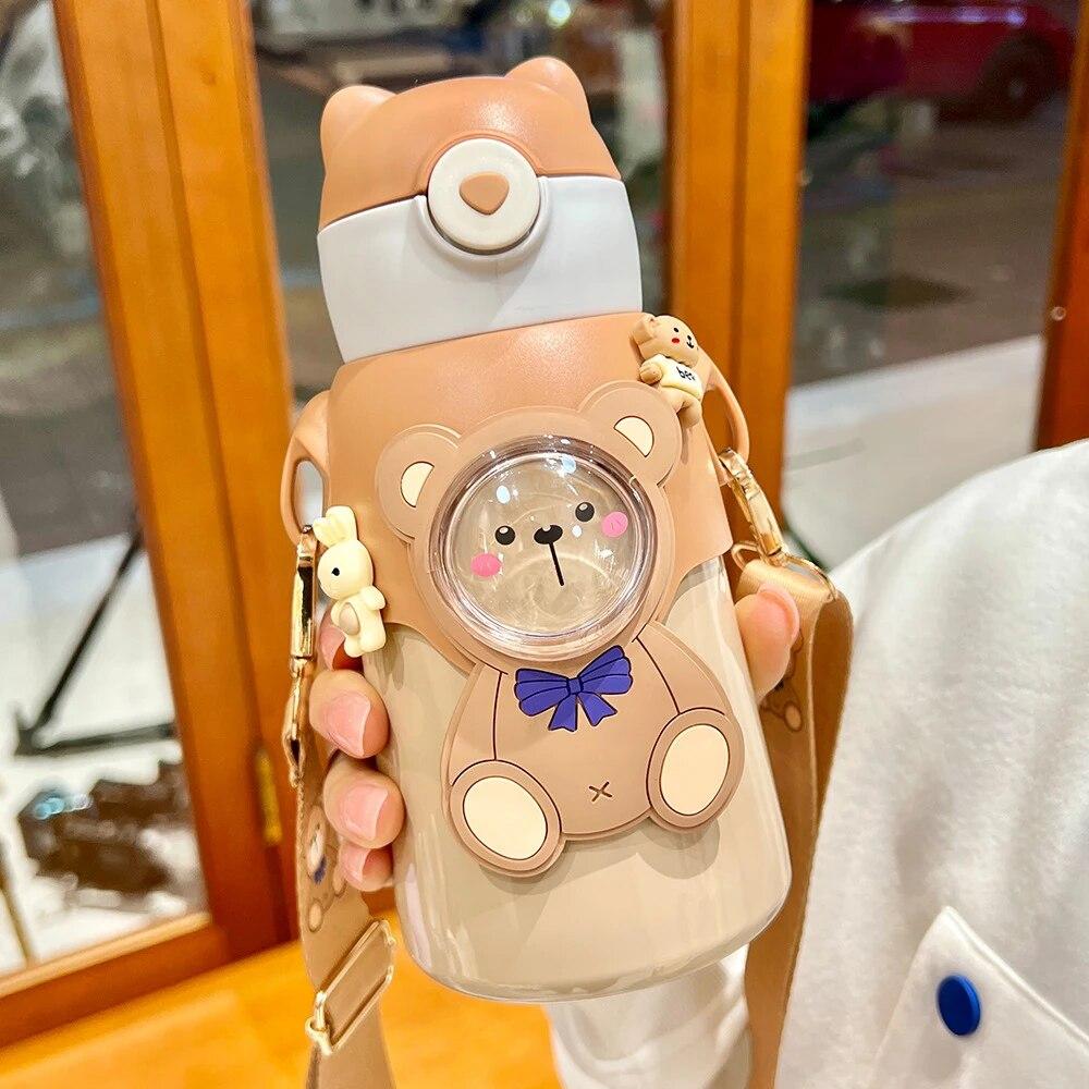 520 мл детский термос из нержавеющей стали, чашка для горячей воды, портативный студенческий термос, милая мультяшная кружка, автомобильная кружка с вакуумной изоляцией, термос...