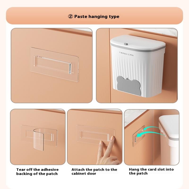 Kitchen Wastebasket Wall Mounted Trash Can With Lid Bathroom Trash Bin Garbage Can For Cabinet Under Sink Compost Bin