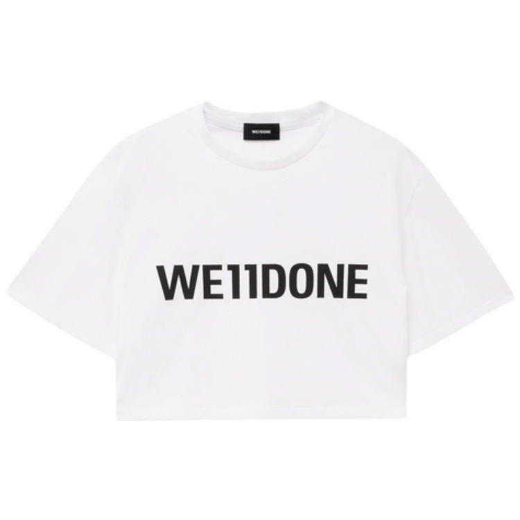 WE11DONE FW22 Однотонная футболка с принтом логотипа, короткий рукав, женские топы, Белый WD-TT3-22-861-W-WH