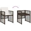 7 Piece Outdoor Dining Set with Cushions Brown Poly Rattan