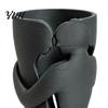 Minimalist Desktop Sculpture Decor Couple Embracing Abstract Vase, Matte Black Decorative Sculpture, Modern Style Elegant Home Accessories Artistic
