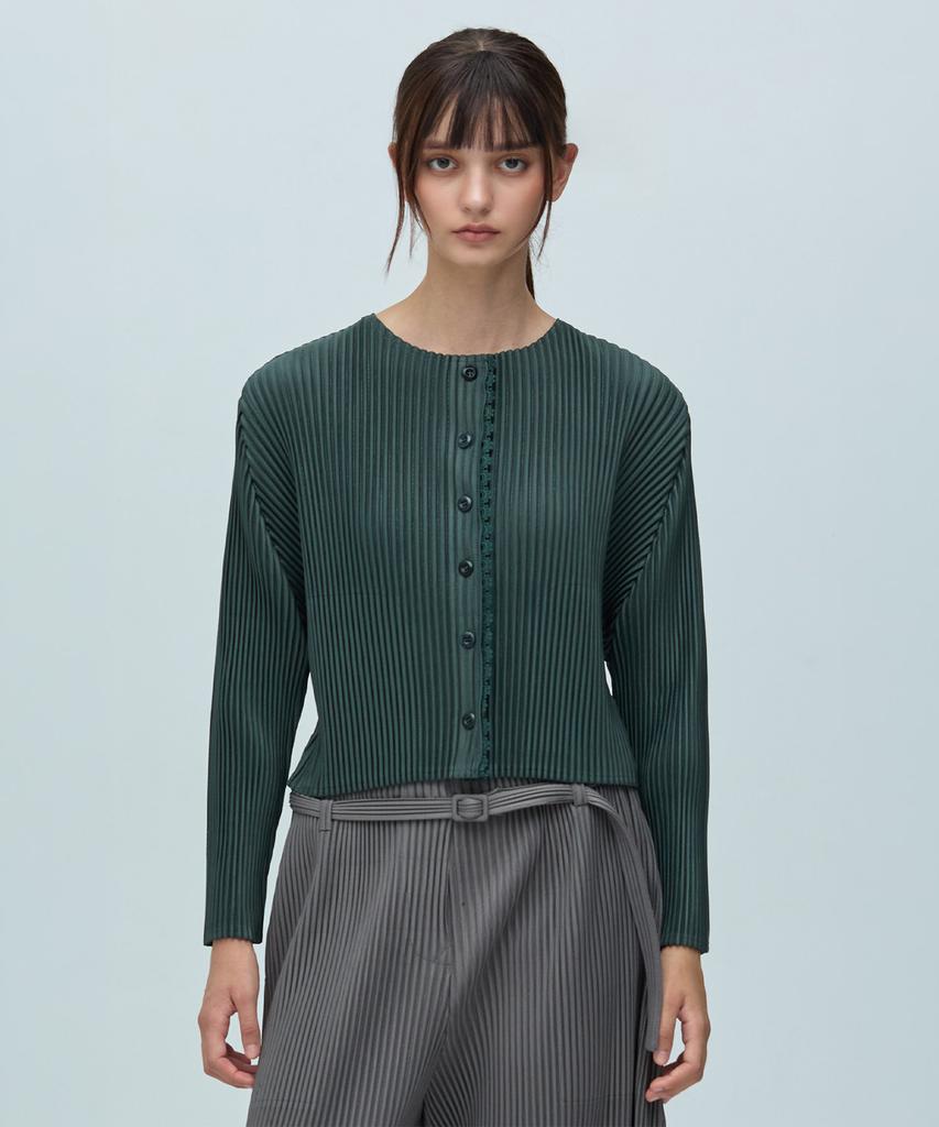 YOYOYOY Lace Point Pleated Crop Jacket_3Colors
