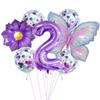 Purple And Pink Butterfly Balloon Set, Chrysanthemum Aluminum Film Confetti Balloon, Baby Rain Party Arrangement