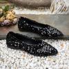 Sparkling Pointed Shallow Mouth Single Shoe Flat Bottom Casual Women's Shoes Large Casual Shoes