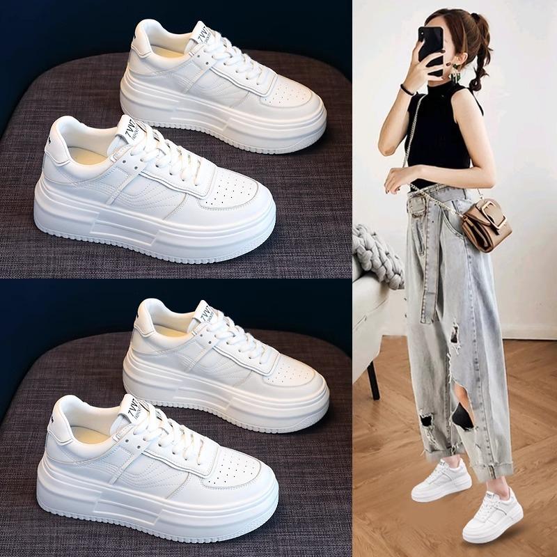 Белые туфли на платформе. Женские новые универсальные весенне-летние летние кроссовки на платформе для отдыха. Весенне-осенние однослойные туфли Ins Fashion.