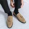 Бренд Мужские Весенние Удобные Заостренные Формальные Деловые Кожаные Туфли Высококачественные Мужские Дышащие Повседневные Лоферы с Кисточками