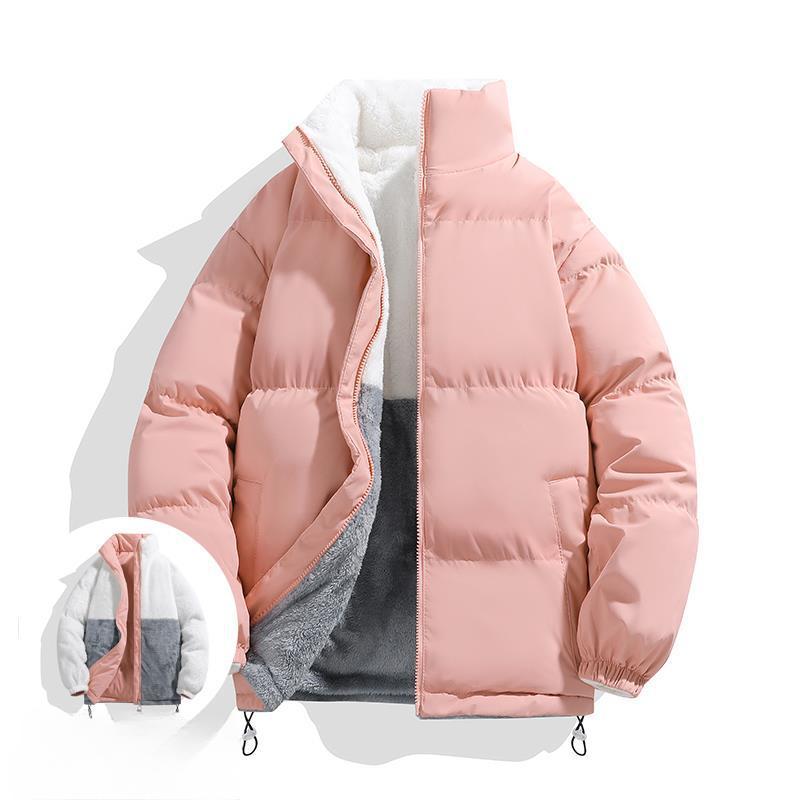 Lamb Wool Jacket Men's Autumn and Winter Stand-up Collar Cotton Clothes New Boys' Winter Clothes Piled Thickened Bread Cotton-padded Clothes