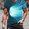 Men's 3D Digital Geometric Tunnel Pattern Short Sleeve And Crew Neck T-shirt Stylish Trendy Summer Tops Outdoors