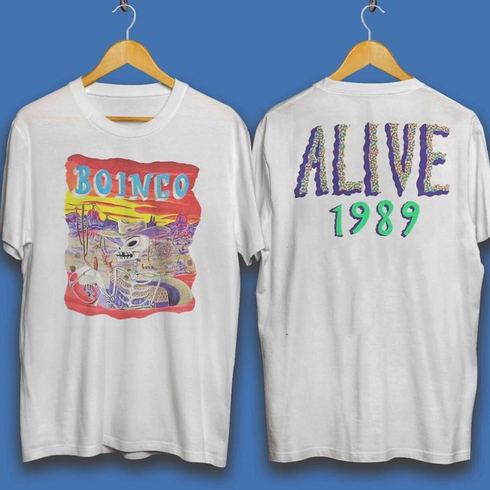 80s Oingo Boingo TShirt Alive Gift fans All size White Tee Shirt Unisex T-Shirt