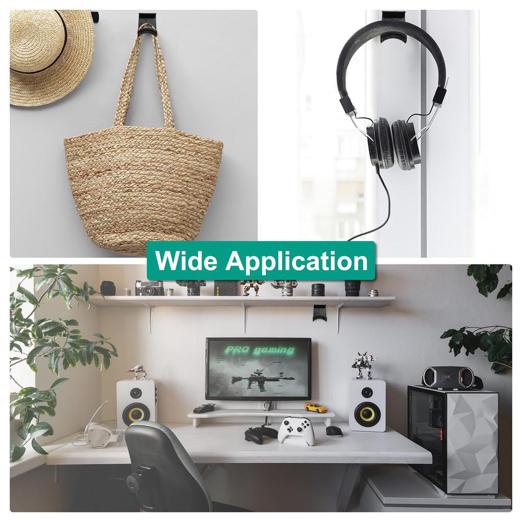 Uxcell Headphone Stand, 2-Piece ABS Headset Holder, Adhesive Headphone Holder Hook Mount Headphone Hanger Hook for Gaming Headphones and Earphone