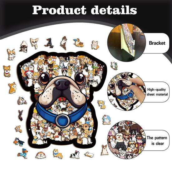 136 шт./комплект Деревянная пазл-головоломка в форме собаки Тренировка логики Деревянная головоломка Животное Игра Головоломка Обучающая Сложная Головоломка Игрушка Подарок Любителям Собак