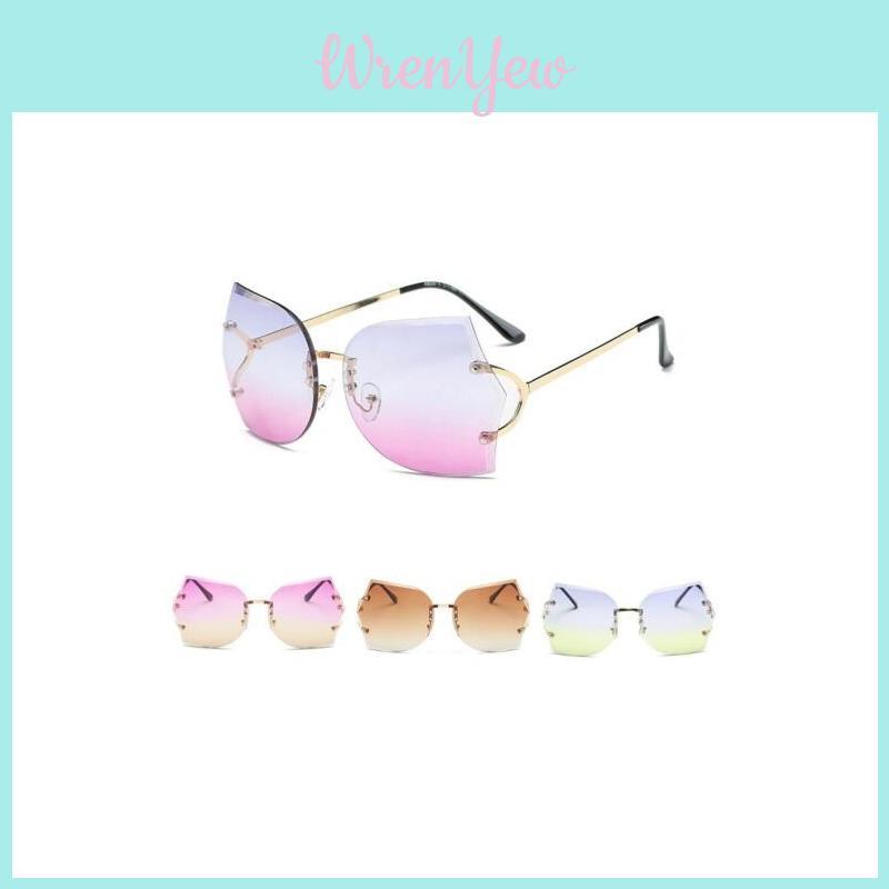 Rimless Transparent Women Glasses Oversized Clear Lens Sunglasses Color Gradient