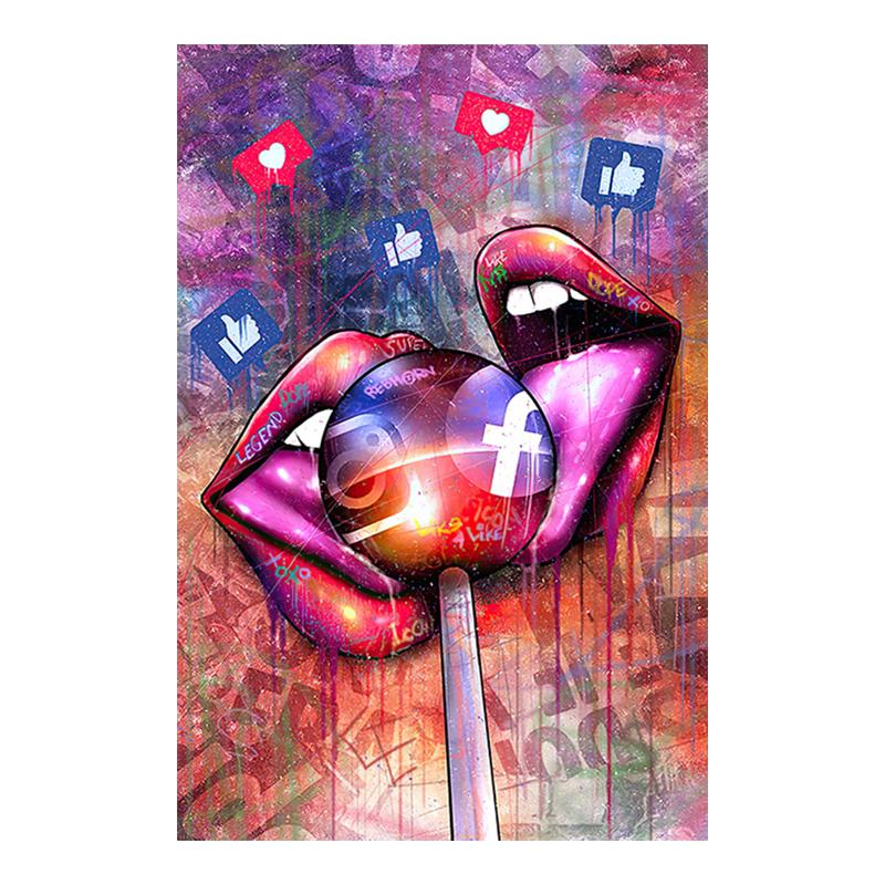 Девушка сексуальные губы холст картина поп-стрит граффити настенные художественные постеры и принты современная настенная картина для спальни украшения дома
