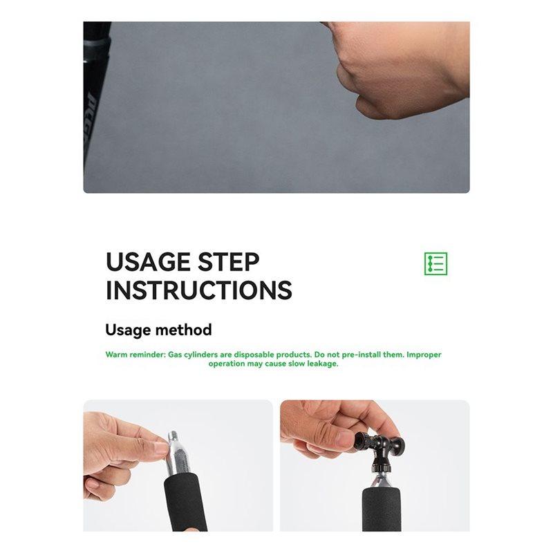 A89E-Bicycle Portable Co2 Inflator Gas CO2 Bike Pump Bike Thickened Explosion-Proof Cylinder Mountain Bike Pump Black