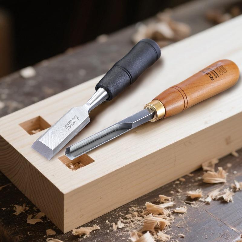 10'' Corner Chisel 90° Square Mortise Flat Chisel Flat 40cr Blade with Beech Wood Handle for Cutting Square Mortise Wood Carving