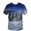 Новые зимние графические футболки с пейзажами для мужчин, летние повседневные трендовые свободные футболки с круглым вырезом и коротким рукавом с принтом для мужчин, топы