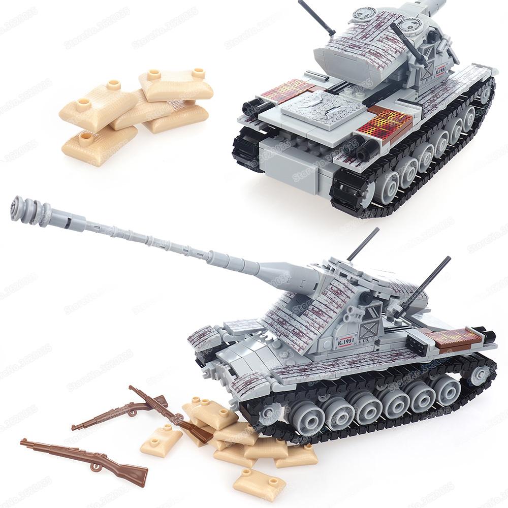 Военный Эмир Кранвагн Тяжелый Танк Строительный Блок Сборка Moc Фигурки WW2 Король Гор Модель Оружия Детский Подарок Игрушки для Мальчиков