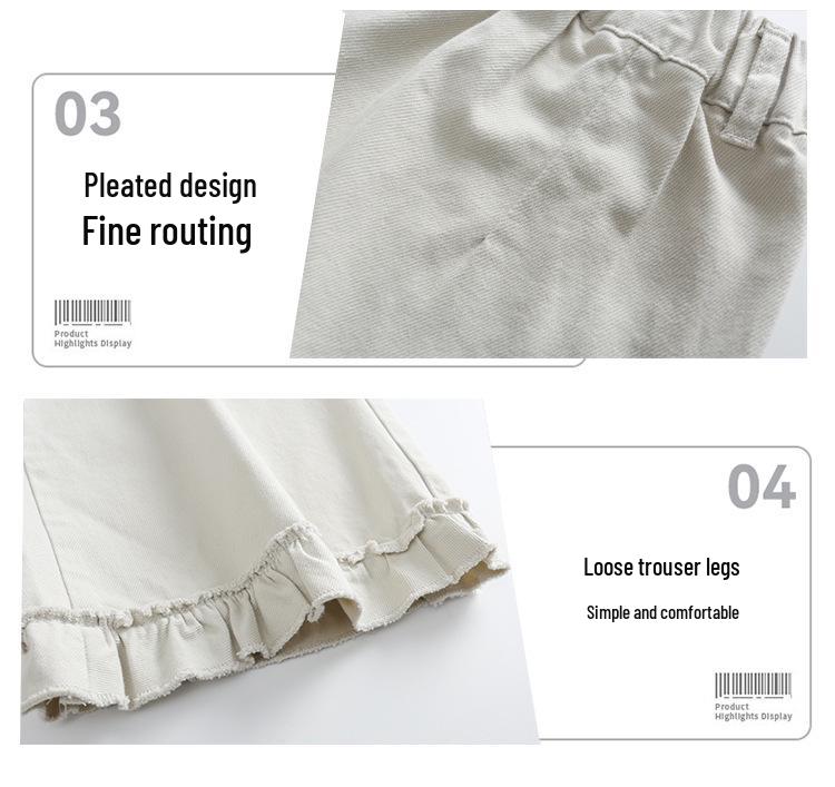 Модные кружевные брюки-палаццо для девочек на весну и осень - Повседневный стиль прямого кроя для девочек среднего и старшего возраста