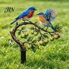 Vibrant Bird Ornament for Lawn Ground Stake, And Fruit Tree Shape, Waterproof Coating Thickened Realistic Painted Yard Decor Iron Outdoor Flower