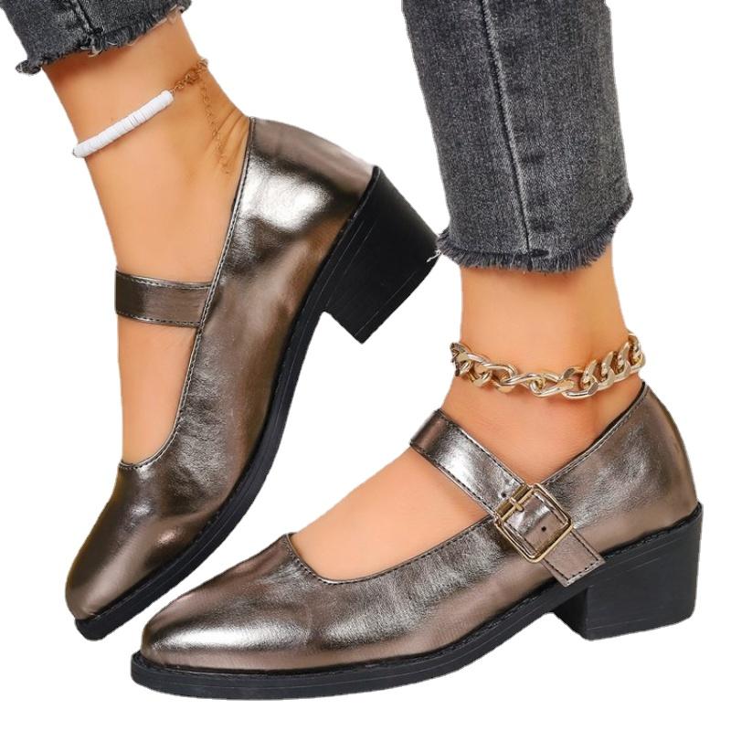 Женская повседневная обувь на высоком каблуке, новые летние туфли на массивном каблуке, дизайнерские элегантные модельные туфли с пряжкой, вечерние туфли-лодочки, Zapatillas Mujer
