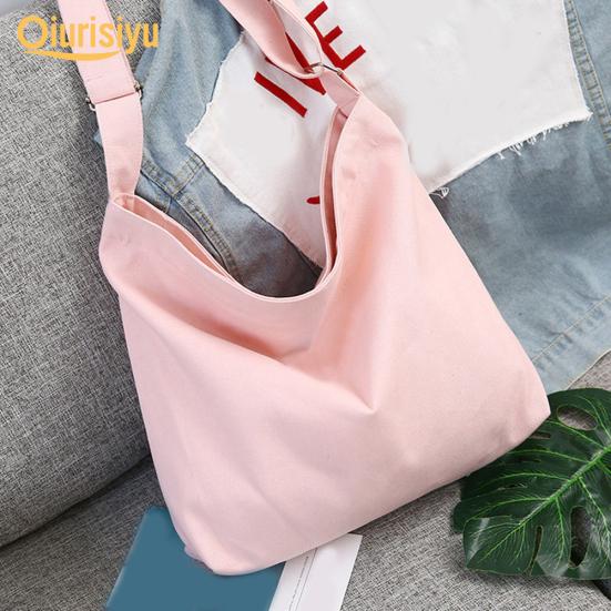 Женская однотонная холщовая сумка на плечо