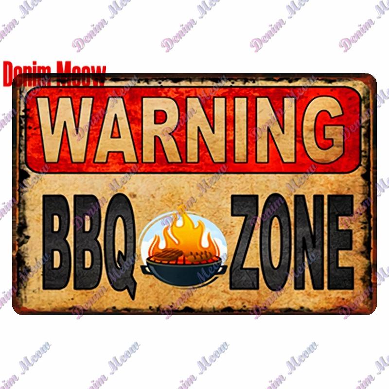 Ретро Металлическая Табличка для Вечеринки Барбекю Папина Зона BBQ Время Гриля Настенное Искусство Постер для Бара Паба Кухни Домашний Декор WY