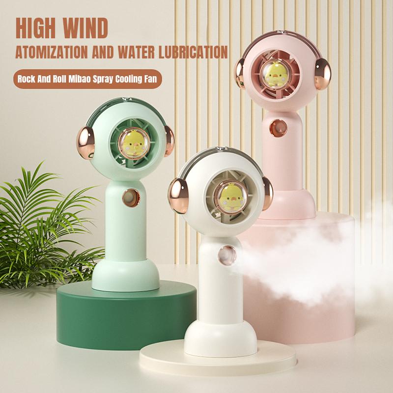 Mini Handheld Fan With Spray USB Rechargeable Portable Fans Camping Outdoor Turbine Desktop Small Yellow Duck Hand Held Fans