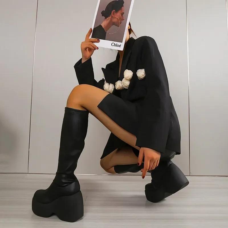 Brand New Gothic Style Sexy Elegant Chunky Platform Women Ankle Boots Big Size 43 Walking Comfy Woman Shoes Platform Shoes