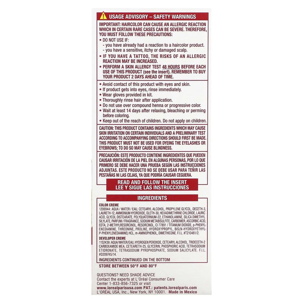 L'Oréal, Excellence Cream, цвет Triple Care, темно-русый, 7 типов, 1 нанесение