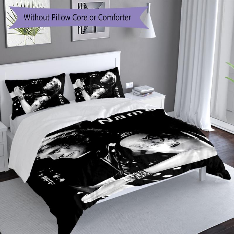 3pcs Custom Name Johnny Hallyday Set,Includes 1 Duvet Cover and 2 Pillowcases,All-season Bedroom Decor