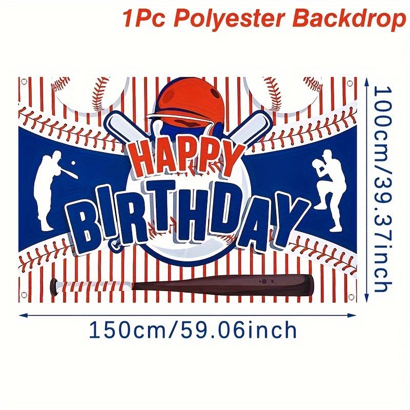 Baseball Happy Birthday Polyester Backdrop - Sports Theme Party Decoration for Home or Room - Perfect for Birthday Celebrations