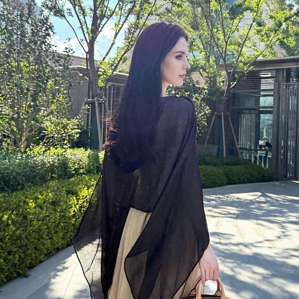 Thin Sun Protection Shawl Chiffon Trendy Scarf Versatile Air-conditioned Sweater  Women's Wear