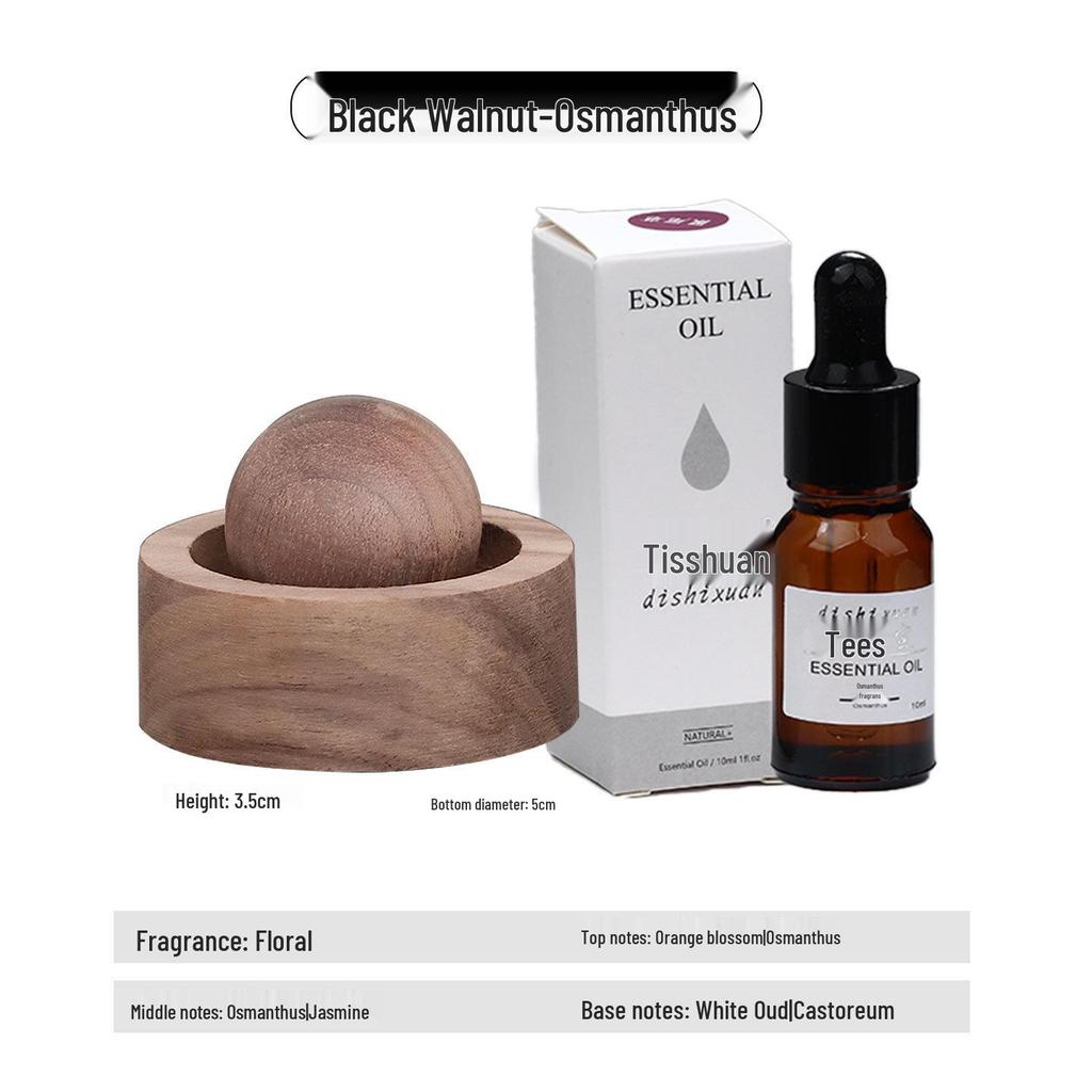 Round Wood Aromatherapy Diffuser - Long-Lasting Essential Oil and Car Fragrance Ornament for Home and Bedroom.