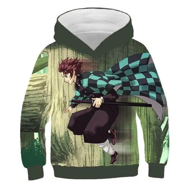 Толстовка с капюшоном в стиле аниме «Убийца демонов», детская модная толстовка, топы для мальчиков, осенние толстовки с героями мультфильмов для маленьких девочек, повседневная детская одежда с капюшоном для мальчиков