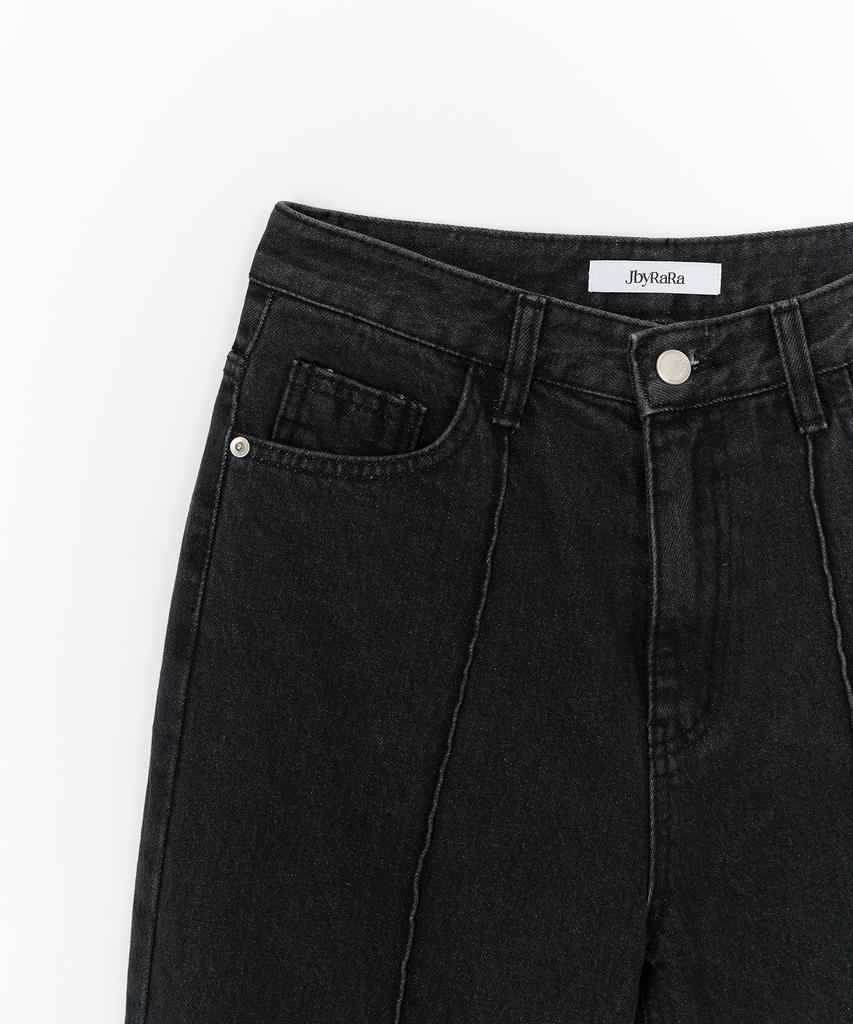 JBYRARA Pintuck Detail Straight Fit Denim Pants_Black