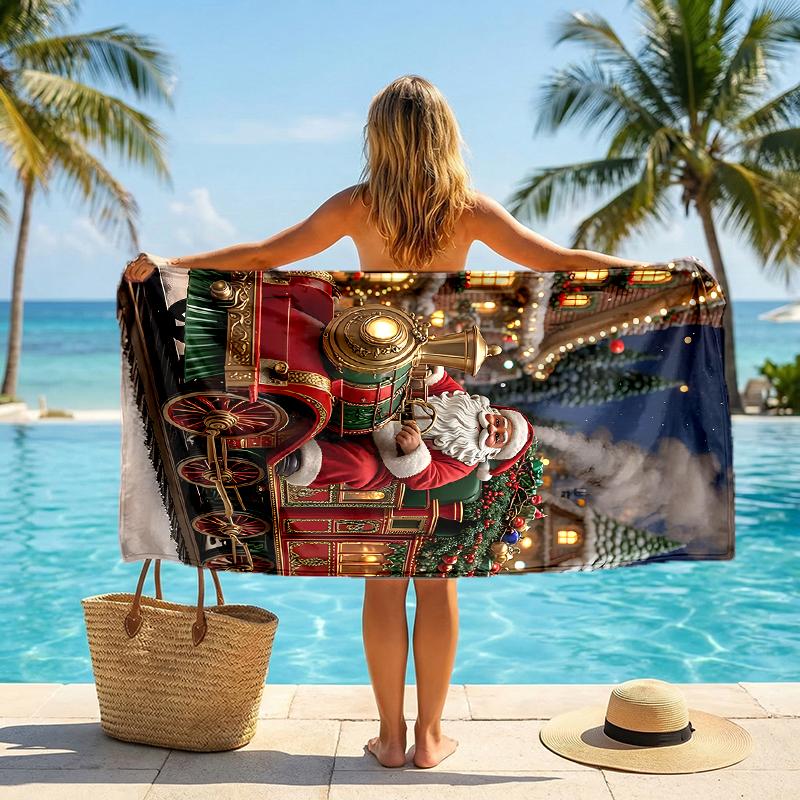 Chrismas Fashion Beach Towel: Ideal for Summer Adventures Soft, absorbent and quick drying suitable for swimming and bathing