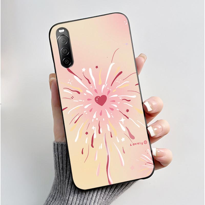 Чехол для телефона Sony Xperia 10 II / 10 III Эстетичный Модный Милый Кот Астронавт Черный Силиконовый Мягкий Ударопрочный Задний Чехол