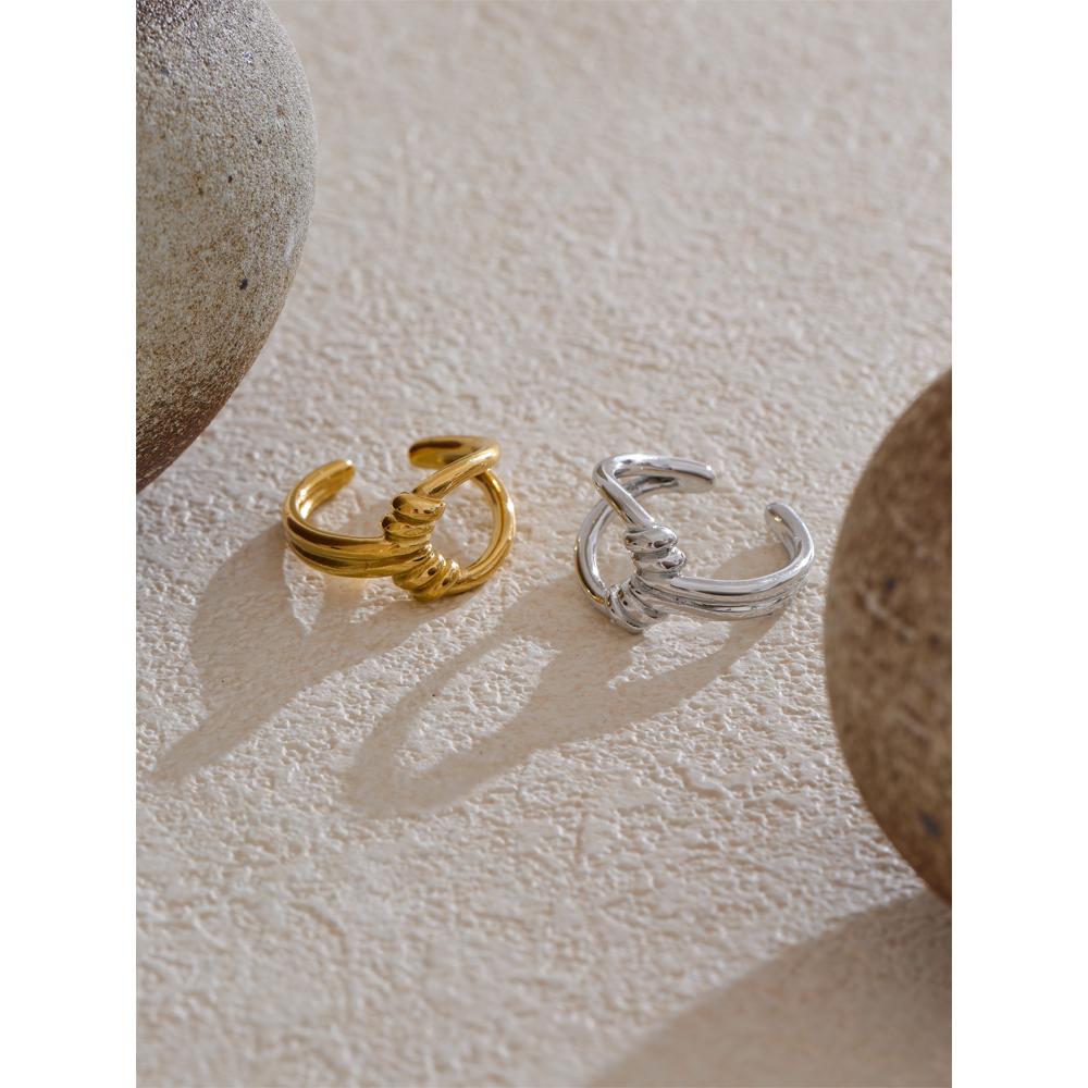 Eetit Стильное уникальное геометрическое полое открытое персонализированное кольцо из нержавеющей стали золотого и серебряного цвета, шикарный популярный подарок в виде ювелирного изделия