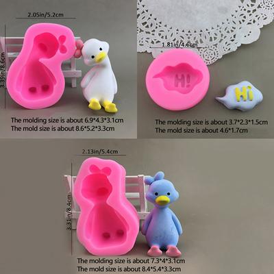 3D Милая мультяшная утка Силиконовая форма DIY Ароматизированная свеча Гипсовая мыльная смоляная форма Ручная выпечка Шоколадный торт Форма